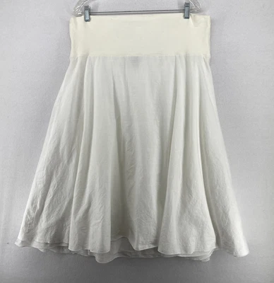 Falda EILEEN FISHER L Algodón Columpio Plegable Jersey Cintura Forrada Blanca Foto 1 de 4