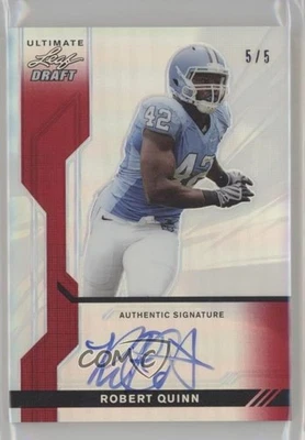 2011 Leaf Ultimate Draft Red Metal Prismatic /5 Robert Quinn Rookie Auto RC - Image 1 of 2