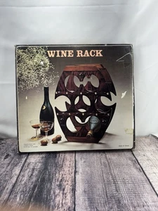Vintage  MCM Wine Rack Large Wooden Barrel Shape Stand new in box - Picture 1 of 10