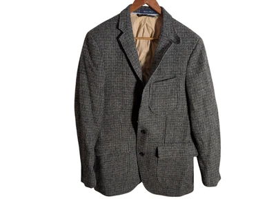 Blazer de lana Lands End vintage para hombre estampado espiga 2 botones años 90 talla 39 Foto 1 de 4