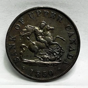 1850 Canada Bank Of Upper Canada Halfpenny  Token Breton - Picture 1 of 3