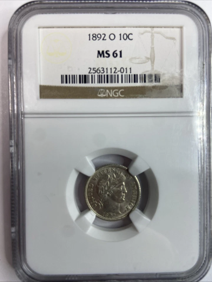 1892-O Barber Dime 10c NGC Certified MS61 - Image 1 of 4