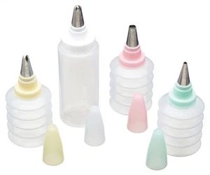 KitchenCraft Cupcake Decorating Kit Set 4 Icing Plastic Bottles Nozzles Lids - Picture 1 of 7