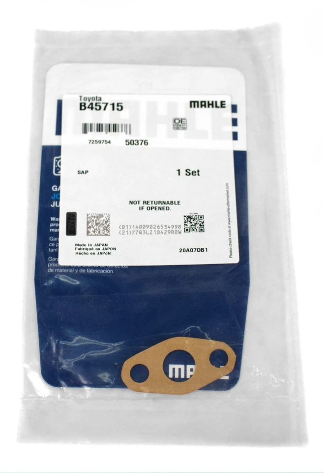 Mahle Oil Pump Pickup Tube Gasket Fits 1975-95 Toyota Pickup Model Number B45715 Foto 1 de 4