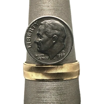 Banda Promesa Oro Amarillo 14k Sólido Real Talla 10 3,2 gr 6 mm Marca Tallado Arte Hombres Foto 1 de 4