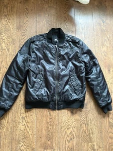 Vintage NoFear black motorcycle style bomber jacket size Medium - Picture 1 of 9