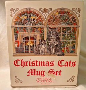 WEIHNACHTEN KATZE TASSEN SET mit je 4 Tassen verschiedene Szene an der Seite der Tasse SCHOTTLAND - Bild 1 von 7