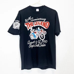 Camiseta negra vintage Sturgis 50 aniversario The Legend 1990 moto hombre L - Imagen 1 de 6