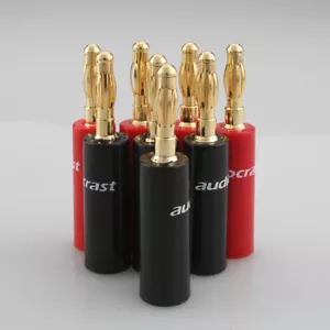 4mm Banana Plug Dual Screw Lock Audio Gold Plated Speaker Wire Jack Connector - Picture 1 of 13