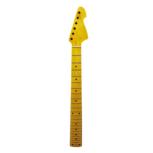 Mástil de guitarra de 24 trastes incrustación de puntos de diapasón de arce 25,5 pulgadas cuello amarillo perno talón - Imagen 1 de 4