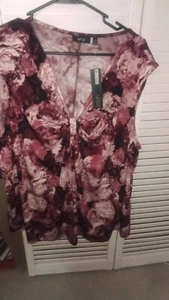 apt 9 sleeveless v neck top flowy abstract floral womens 2x nwt fr sh multi pink - Picture 1 of 8
