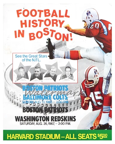 67 AFL vs NFL Exhibition Game Patriots vs Colts Promo Poster Color 8 X 10 Photo Cover