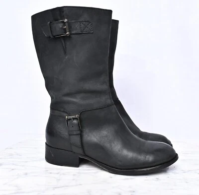 Cole Haan Air Leora Cuero Engrasado Motociclista Montar Medio Pantorrilla Botas Mujer Talla 10 Foto 1 de 4