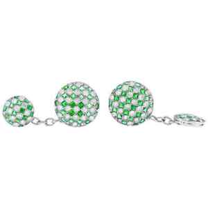 2.01CT Green Emerald With Vivid White Cubic Zirconia 925 Silver Fashion Cufflink
