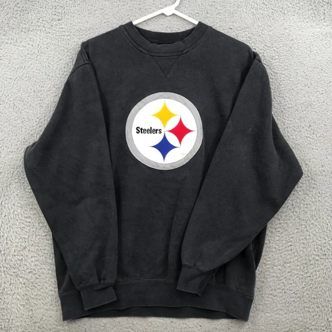NFL Sweater Adult Large Black Pittsburgh Steelers Crewneck Sweatshirt 30168 Cover