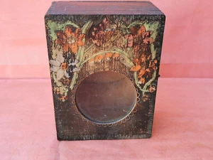 ANTIKE PRIMITIVE ALTE HANDBEMALTE WANDUHR SCHATULLE AUS HOLZ  - Bild 1 von 19