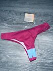 NEW WITH TAGS - MISSGUIDED TEXTURED PINK BIKINI BOTTOMS BRIEF THONG - UK 8
