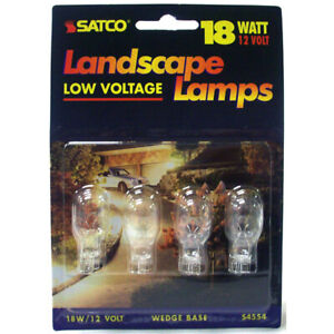 Satco S4554 18W 12V T8 W2.1x9.5d Mini Wedge Landscape Lamps 12V x 4 Pcs