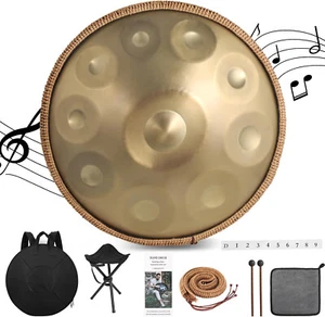 Derlvbak Handpan, 22 Pollici 10 Note Tongue Drum in Re Minore con custodia - Foto 1 di 13