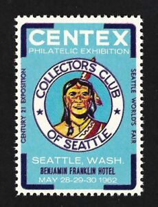 1962 Philatelic Exposition Poster Stamp - Seattle Washington - Franklin Hotel