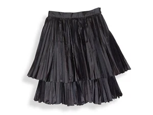 Valentino Boutique accordion pleat layered ruffle skirt knee length black sz 10 - Picture 1 of 11