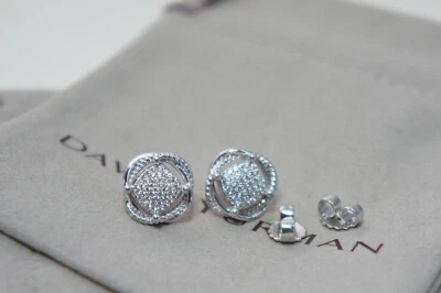 David Yurman Diamante INFINITO 925 Esterlina 585 Poste Aretes Bolsa Yurman Foto 1 de 4