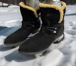 HENRI PIERRE Canadá Negro Gamuza Invierno Zapatos Botines Mujer’s 7 B - Imagen 1 de 9