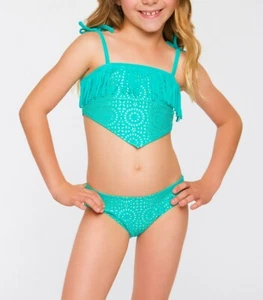 Cleobella Irish Green Flounce Fringe Bikini 2-Pc.Set Swimwear Girls XL - Picture 1 of 2