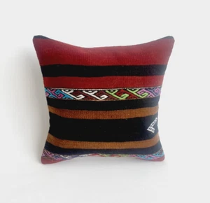 16x16 Striped Kilim Pillow Cover , Throw Pillow Kilim Pillow Case - Picture 1 of 9