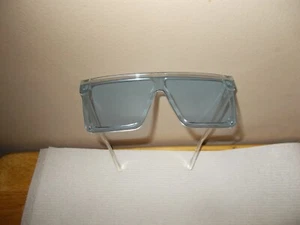 Wide Glass Colored Sunglasses Light Blue - Picture 1 of 3