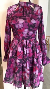 TED BAKER Purple Sammieh High Neck and Flare Mini Dress, TB0 (US 2, Small) - Picture 1 of 9