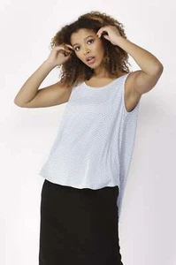 Betty Basics Boston Tank Top in Sky White Stripe - Picture 1 of 7