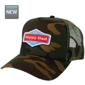 🆕 Happy Dad Trucker Hat Breathable Mesh in military camouflage green -ONE SIZE  - Picture 1 of 18