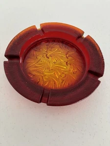 Vintage L E Smith 5 Slot Ashtray Amberina Sandscroll Pattern Bulky/Heavy - Picture 1 of 11