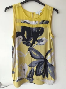 Next Yellow Floral Sleeveless Top Size 16 - Picture 1 of 2