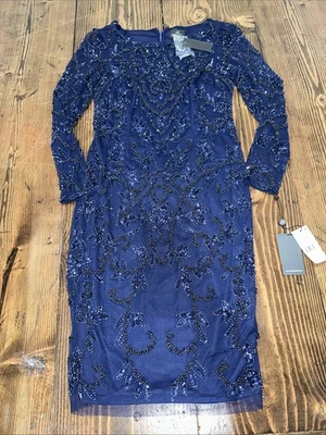 Adrianna Papell Women's 6 Cocktail Dress Blue Sequined Fit and Flare Midi New - Image 1 of 4