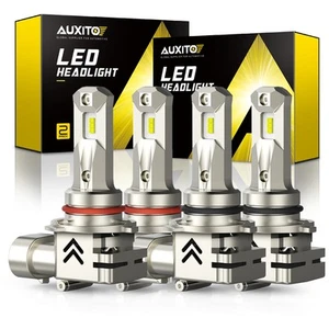 8X AUXITO 9005+9006 Combo LED Headlight Bulbs Kit High Low Beam 6500K White EF - Picture 1 of 12