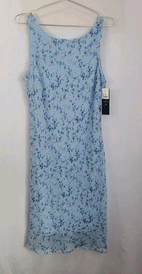 Новый с Ярлыками винтажный F.L.P Sz.14 без рукавов трапециевидный платье фея синий цветочный Airy женский - Изображение 1 из 4