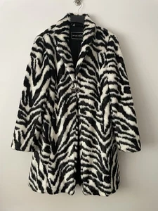 Per Una Faux Fur Zebra Print Coat Size 14 VGC - Picture 1 of 6