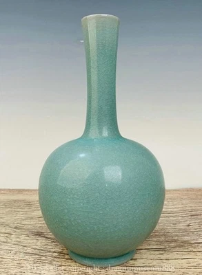 10.8" Old Chinese Song Ru Kiln Porcelain Dynasty Palace Lce Cracking Vase Bottle - Image 1 of 4