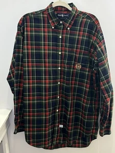 Vintage Ralph Lauren Plaid Button Down Shirt Crest Men Size Medium Preppy - Picture 1 of 13