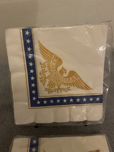 2 Packages Vintage Dixie Gold Eagle w/Blue Trim Paper Napkins - Picture 1 of 3