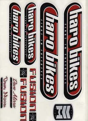 Adesivi bici BMX DECALCOMANIE TRASFERIMENTI - SET DI 9 - HARO FUSION - ROSSO