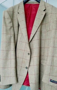 HUGO JAMES  TWEED/HACKING JACKET LIGHT KHAKI  BIG MEN 50"52"54"56"58"60"62"64" - Picture 1 of 2