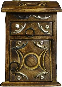 Armario de madera triple luna hierba 9x4" verde bruja poco espacio de almacenamiento - Imagen 1 de 2