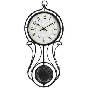 Modern Black Rustic Display Round Silent Pendulum Wall Clock Indoor Home Decor - Picture 1 of 5