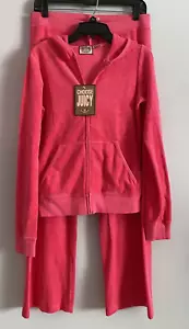 Y2K Juicy Couture Tracksuit Set Jacket Pants Terry Barbie Pink Size S NWT - Picture 1 of 8