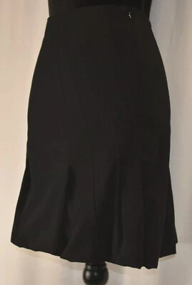 Akris Punto Size 2 US/ 34 F Wool Black Trumpet Skirt Asymmetrical Seams Pleats - Image 1 of 4