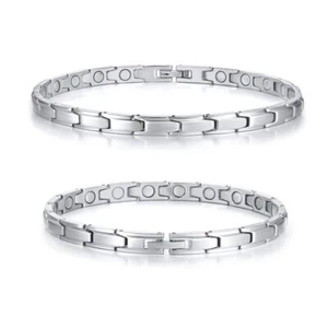 26 CM Fashion Simple Titanium Steel Magnet Women's Bracelet Anklet Silver Gifts - Picture 1 of 14