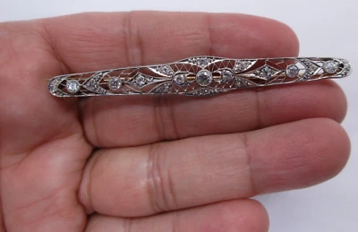 Broche vintage de platino y oro de 14 quilates diamantes talla mina antigua = valor de 1,00 quilates = $8K+ Foto 1 de 4